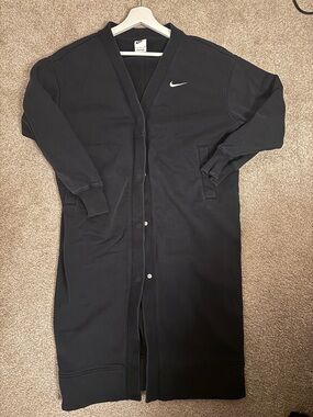 Nike Black Long Button-Front Cardigan Sweater